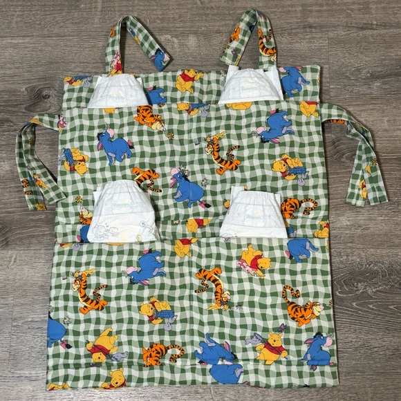 Vintage Winnie the Pooh Diaper Caddy – Green Gingham Disney Nursery (90s) - Picture 2 of 6